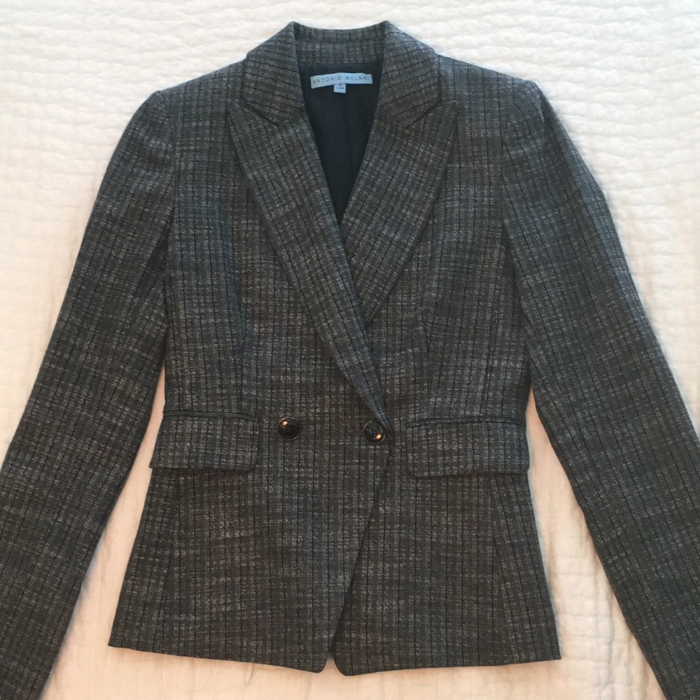Dark Gray Patterned Blazer - image 1
